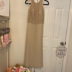 Beautiful bridesmaids dress. Color: champagne. Size: 6. Worn once & dry-cleaned